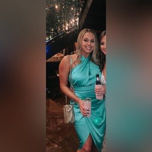 DO + BE blue/green cocktail midi dress